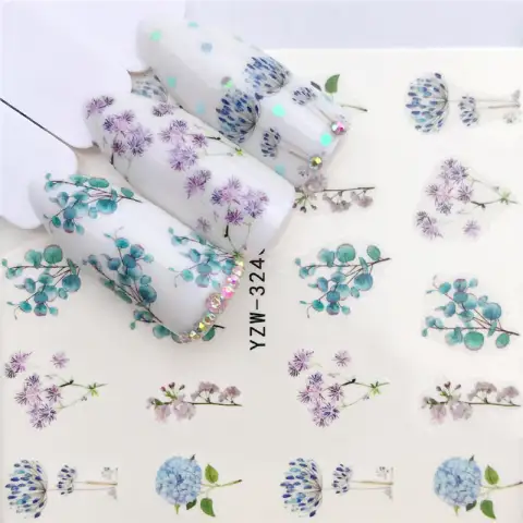 Flower Hot Air Balloon Nail Art Watermark Sticker