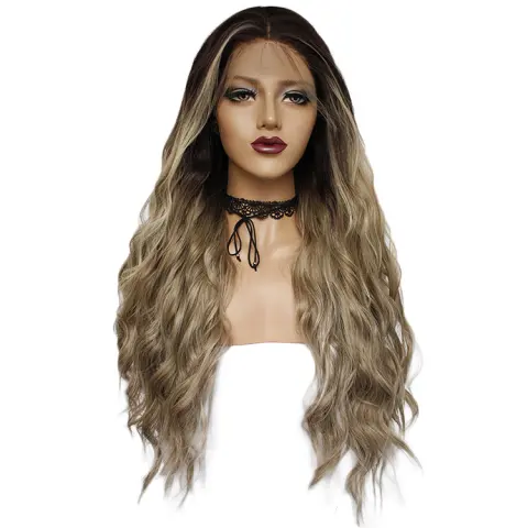 Chemical Fiber Front Lace Gradient Long Curly Wig