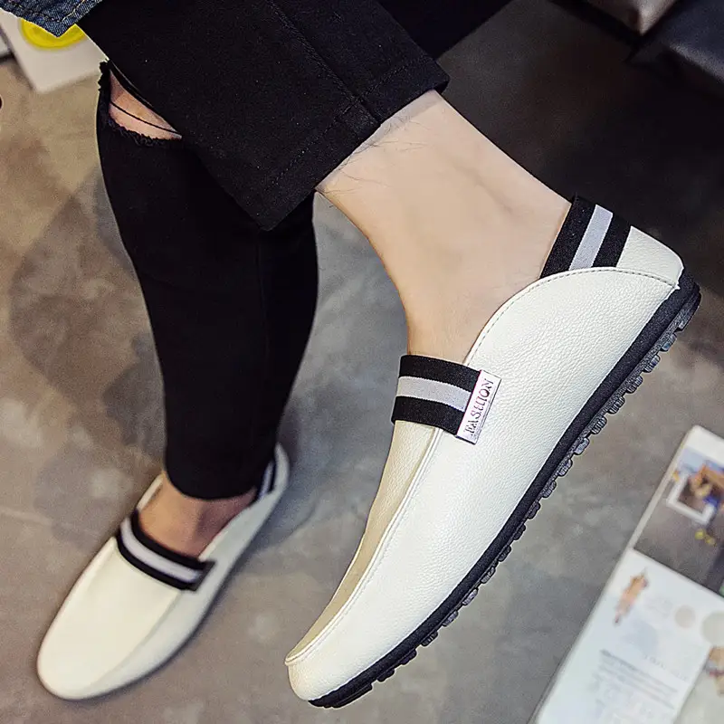Thin white pea shoes