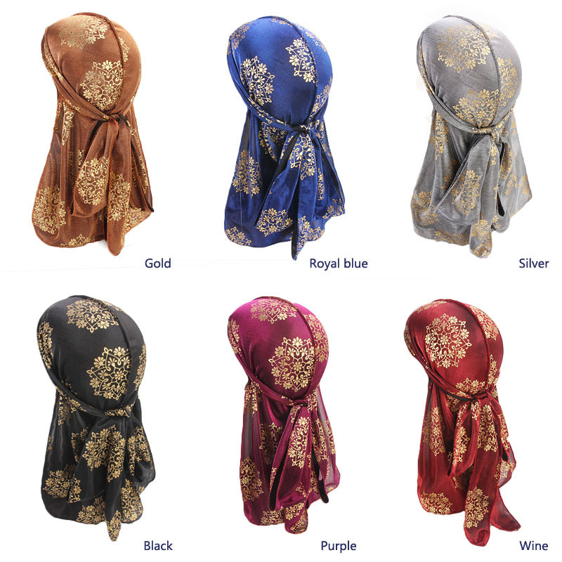 Bright silk cloth with ribbon package head cap