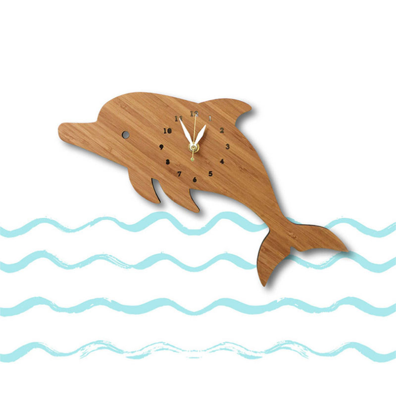 Horloge murale en bois Horloge Murale Bambou Silencieuse DOLPHIN
