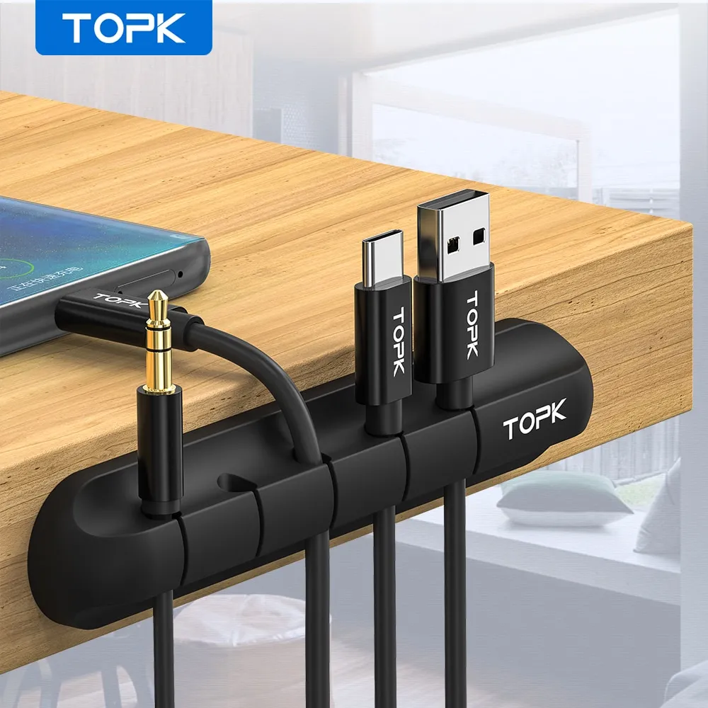 Silicone USB Cable Winder Desktop Cable Organizer Management Multipurpose Clips Cables Protector For Wired Headphones – image 3