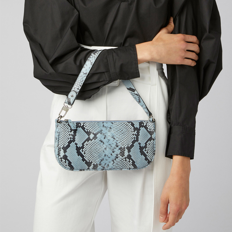 Vintage snakeskin patent leather shoulder bag