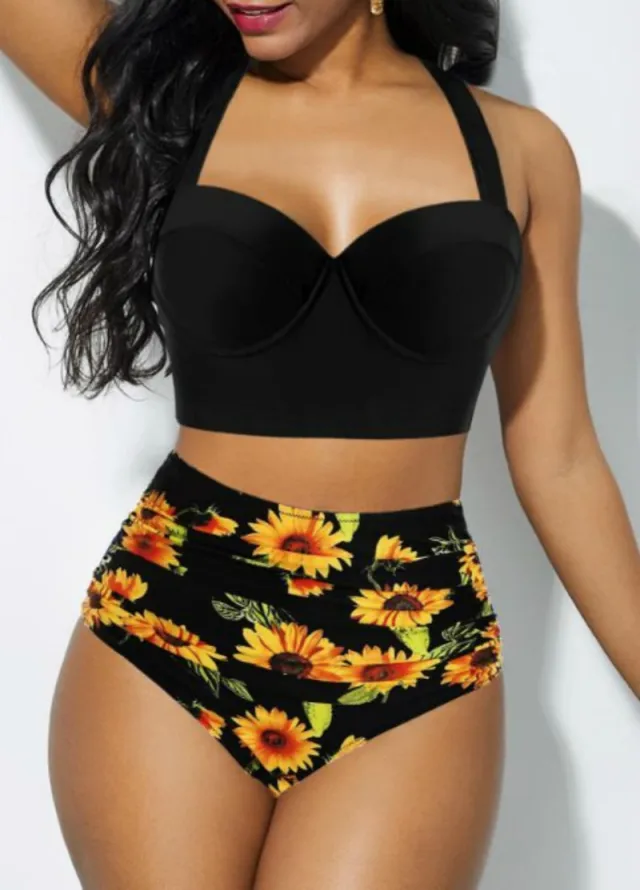 High waisted plus size sexy swimsuit Black - Shop at LoveMi