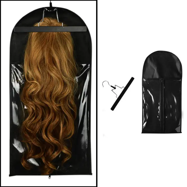 Non woven wig storage bag hanger Black - Shop at LoveMi