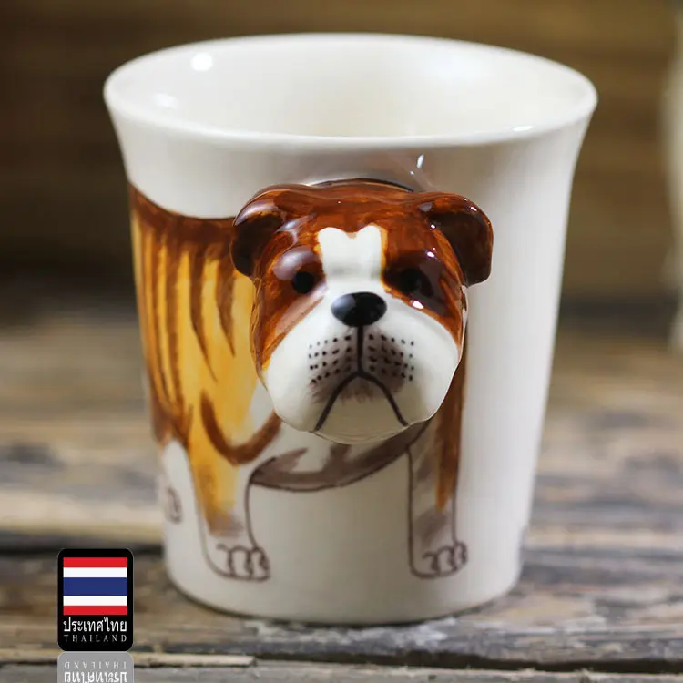 Animal mug Hand painted english bulldog ceramic