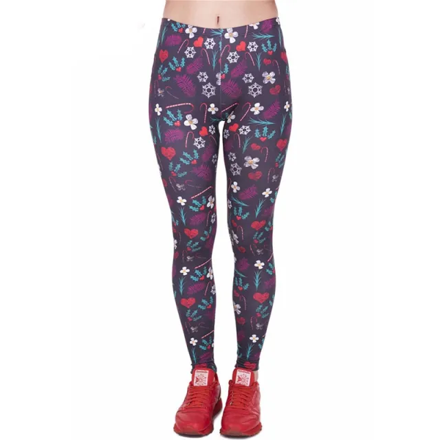 Christmas printed Capris high waisted sports Leggings Purple - Shop at LoveMi