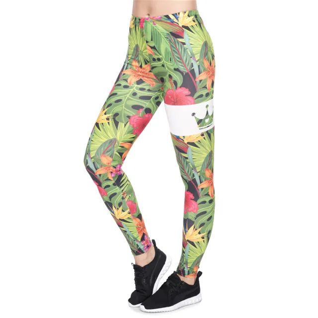 Jungle Flower Print Cropped Pants Green - Shop at LoveMi