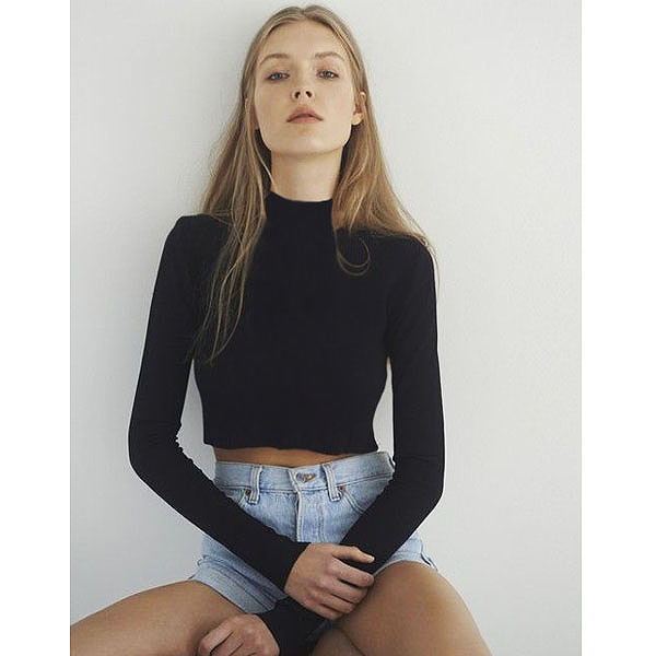 High waist long sleeve tight T-shirt