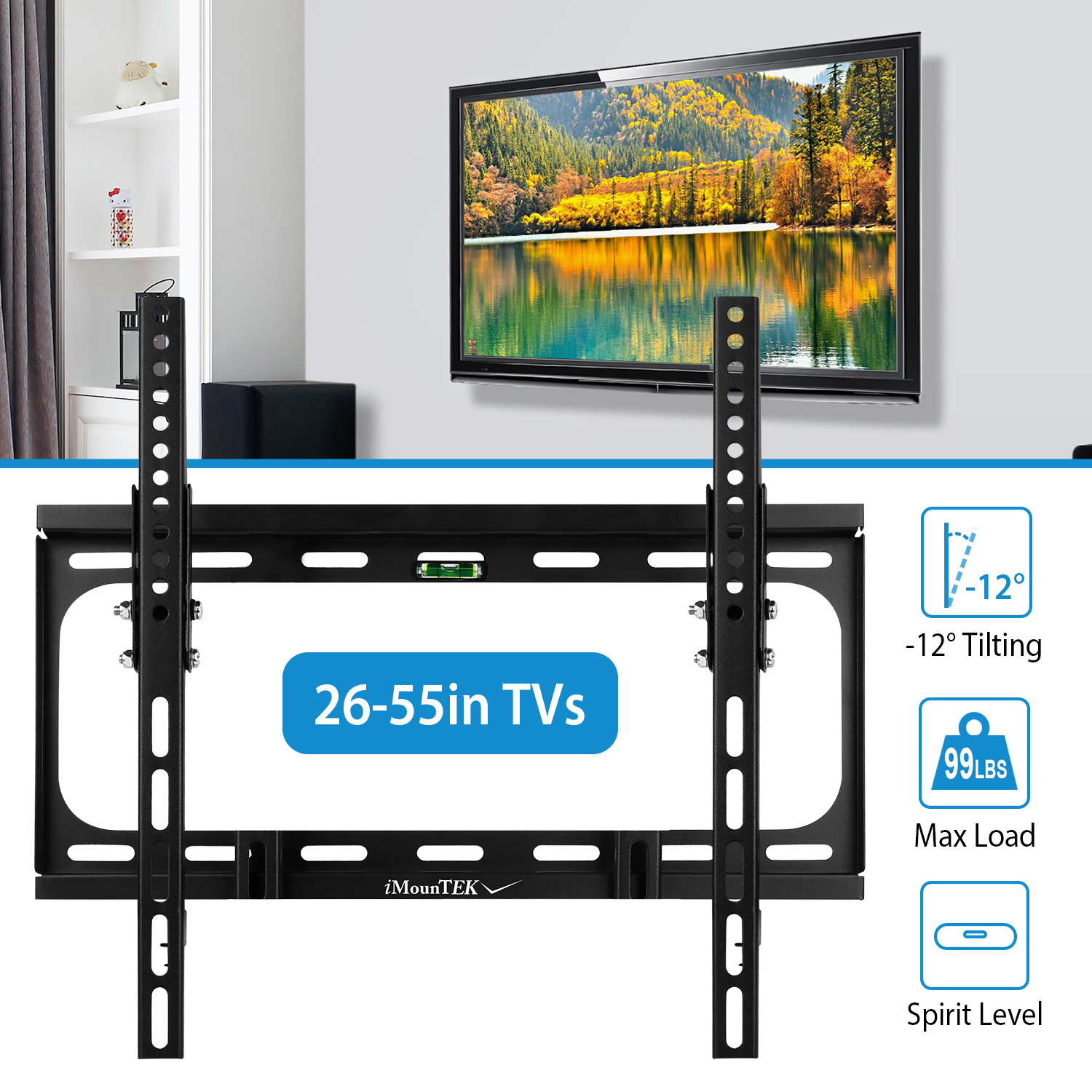 1Pc TV Wall Mount Tilt Dual Arm TV Mount Brackets Maximum VESA 400x400mm For 26-55in TVs - Image 6