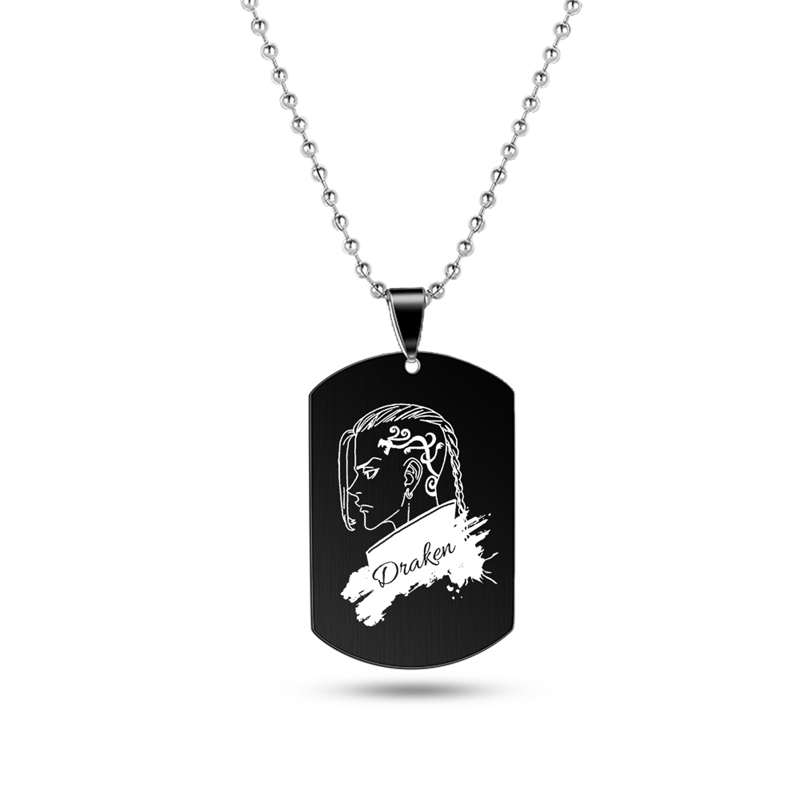 Black Silver Stainless Steel Anime Tokyo Revengers Figure Pendant Necklace