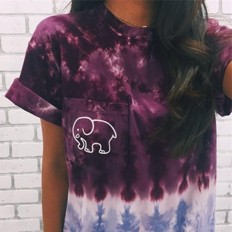 Women's elephant printed colorful T-shirt
