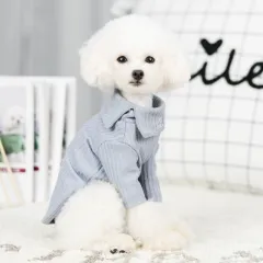 Dog clothes autumn and winter cotton bottoming shirt to keep warm Teddy clothes small dog Bomei cat pet - Blue - View 1