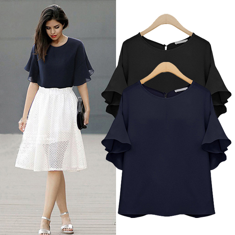 Women's temperament short-sleeved loose shirt