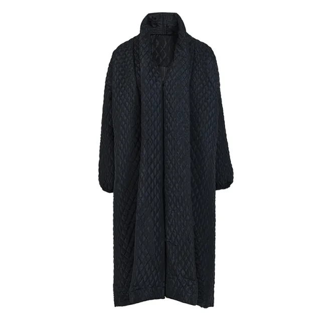 Female Spring Niche Back Row Button Loose Large Size Knee length Cotton Jacket Black - Shop at LoveMi