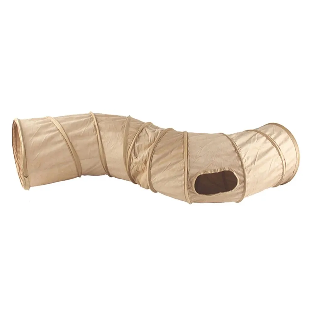 Cat Tunnel Collapsible S-Shape Peekaboo Cat Cave Play Tube Interactive Toy Pet Supplies For Indoor Cats Rabbit Puppy Guinea Pig - Khaki