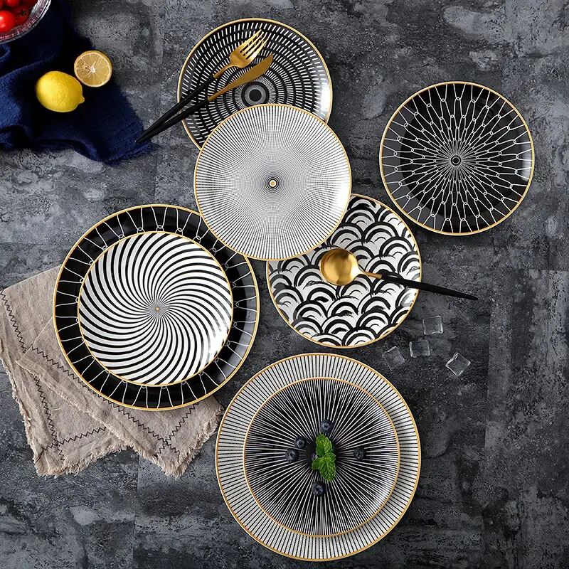 8-inch Nordic Style Geometric Series Ceramic Breakfast Plate Western