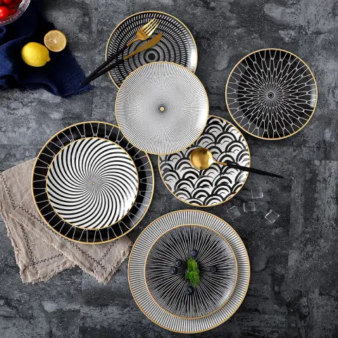 8-inch Nordic Style Geometric Series Ceramic Breakfast Plate Western