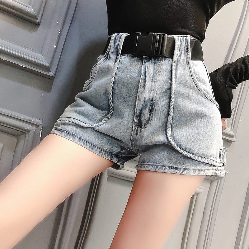 Three dimensional pocket denim shorts Blue - Shop at LoveMi