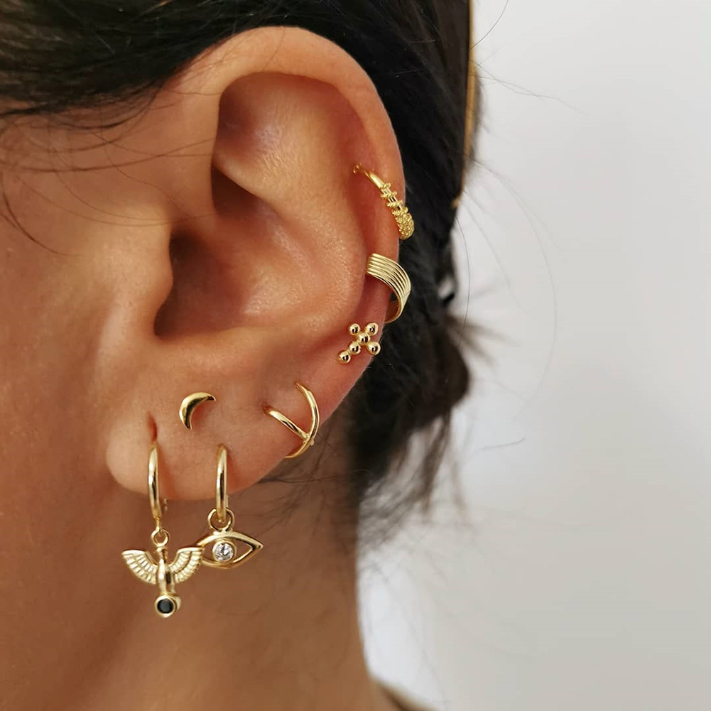 Cross portrait sterling silver earrings