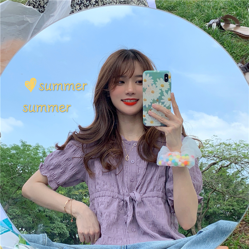 Ruffled Chiffon Short Sleeve Shirt