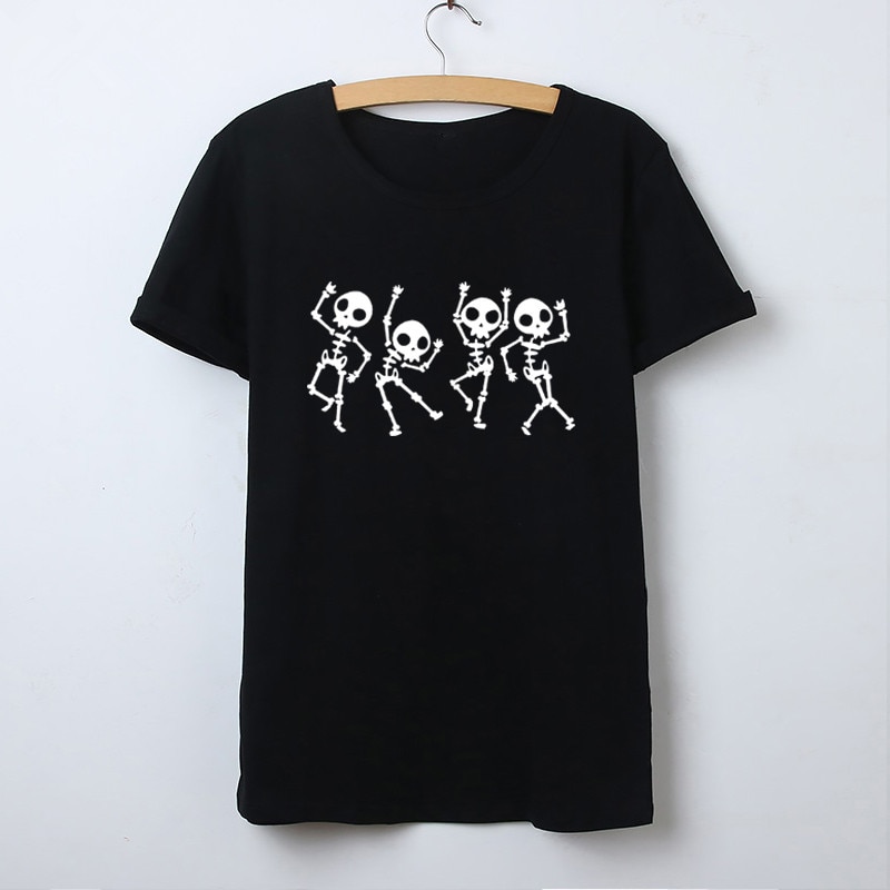 Skull hand and rose short sleeve round neck T summer fashion short sleeve