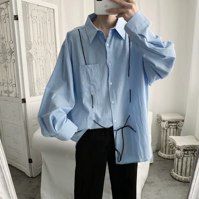 Men's casual loose simple BF loose shirt.