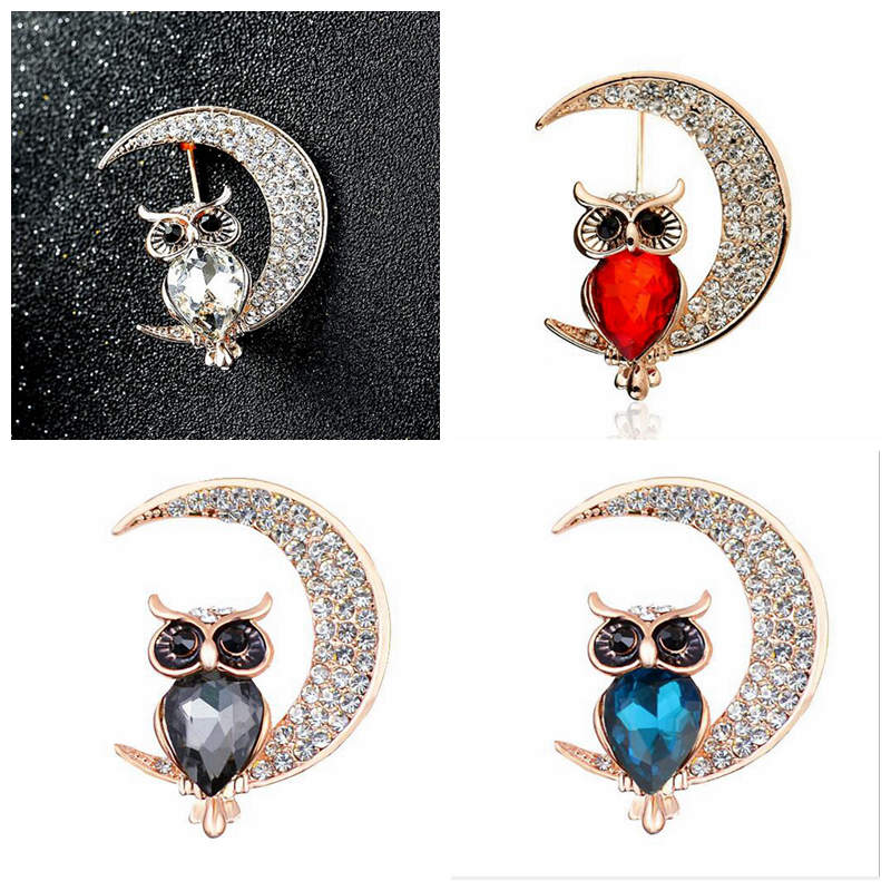 Title 1, Cute owl crystal brooch female