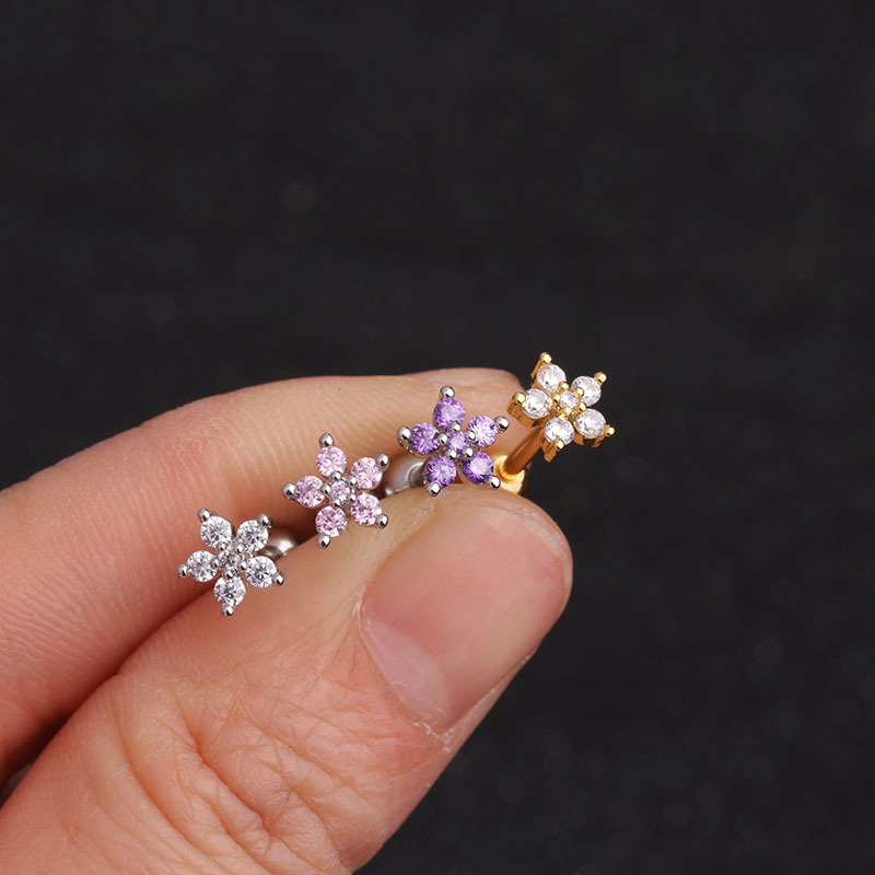 Delicate small flower ear bone nails