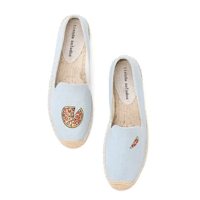 One pedal flat linen lazy shoes Blue - Shop at LoveMi