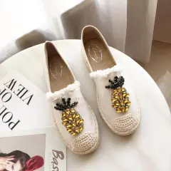 Pineapple Rhinestone Flats - White - View 1