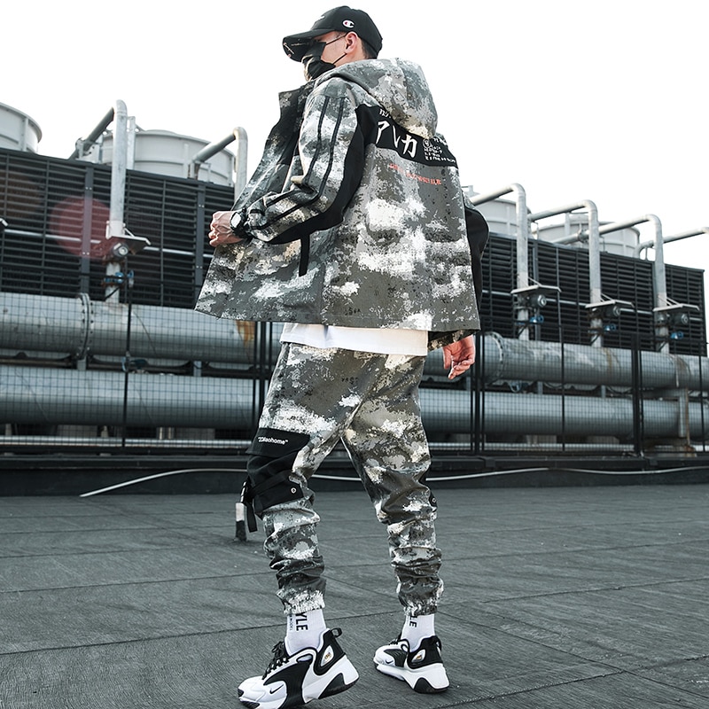 Men's loose tooling camouflage Jacket Suit