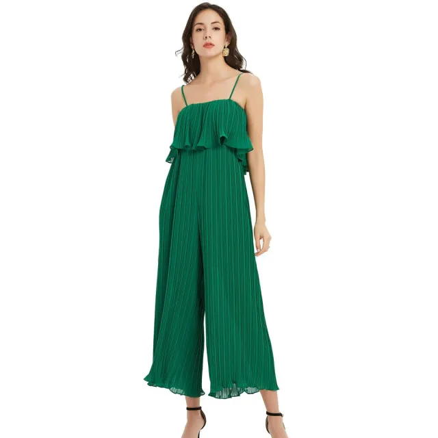Elegant sexy ruffled jumpsuit women Green - Shop at LoveMi