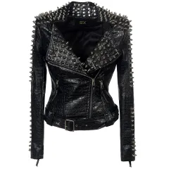 Short leather jacket - Black - View 1