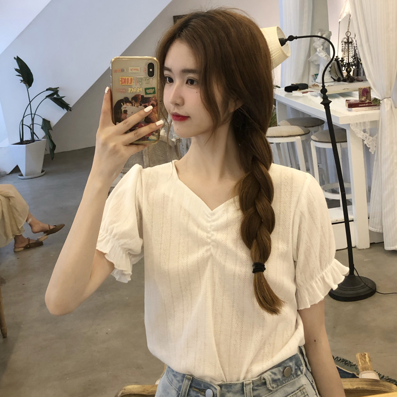 Slim slimming V-neck short sleeves
