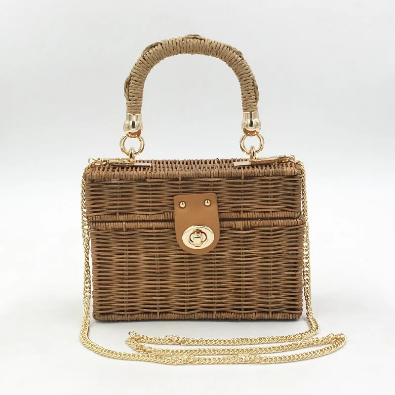 Xiaoxiangfeng spot messenger straw bag - Khaki