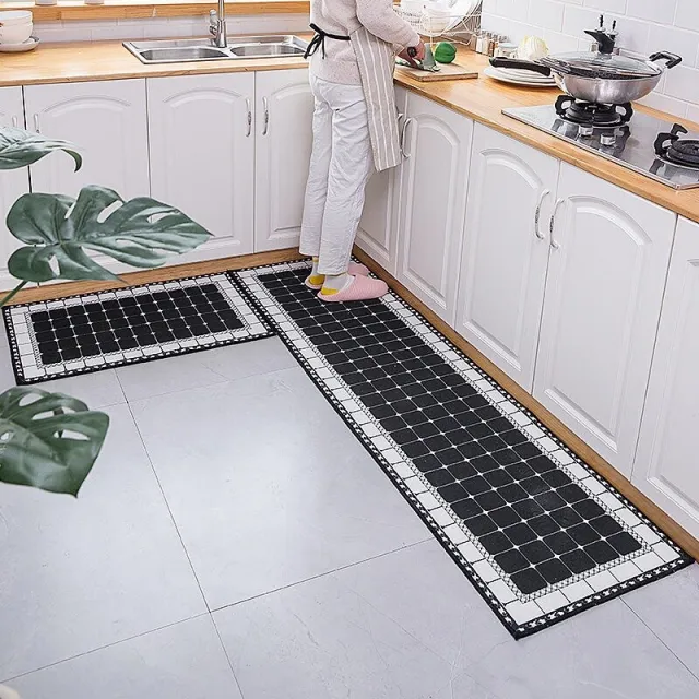 Kitchen Floor Mat Long Oil proof Foot Mat Lattice - Shop at LoveMi