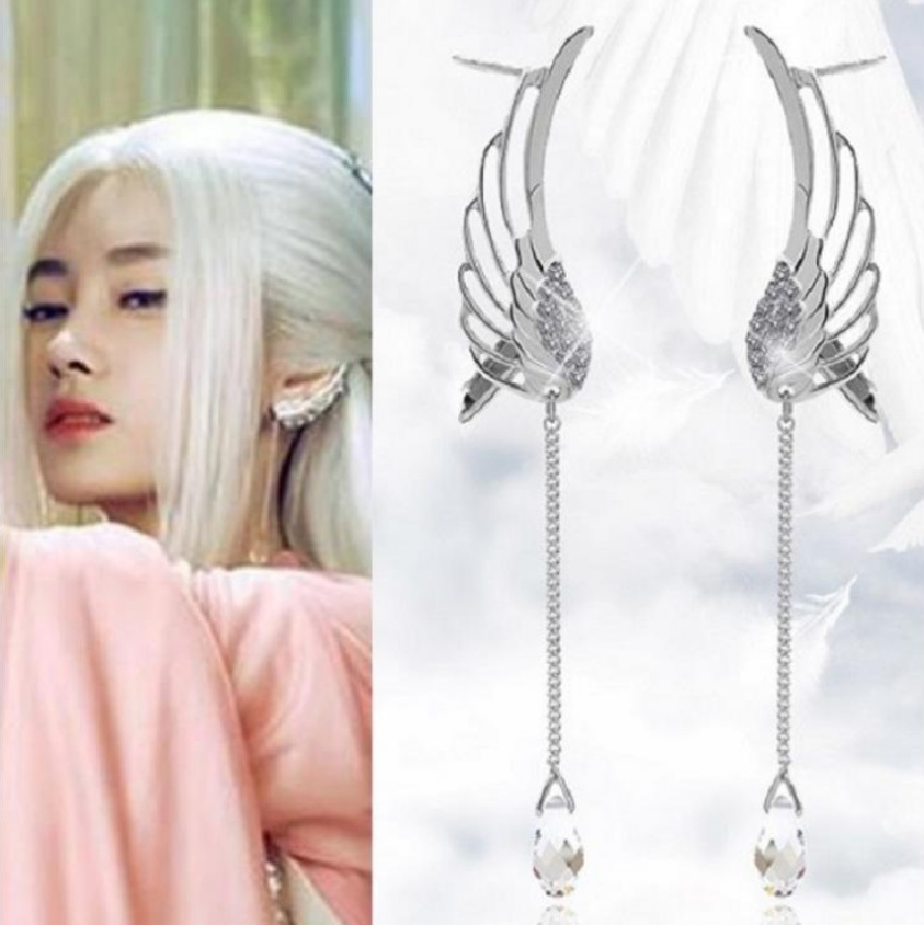 Long micro inlaid diamond earring clip