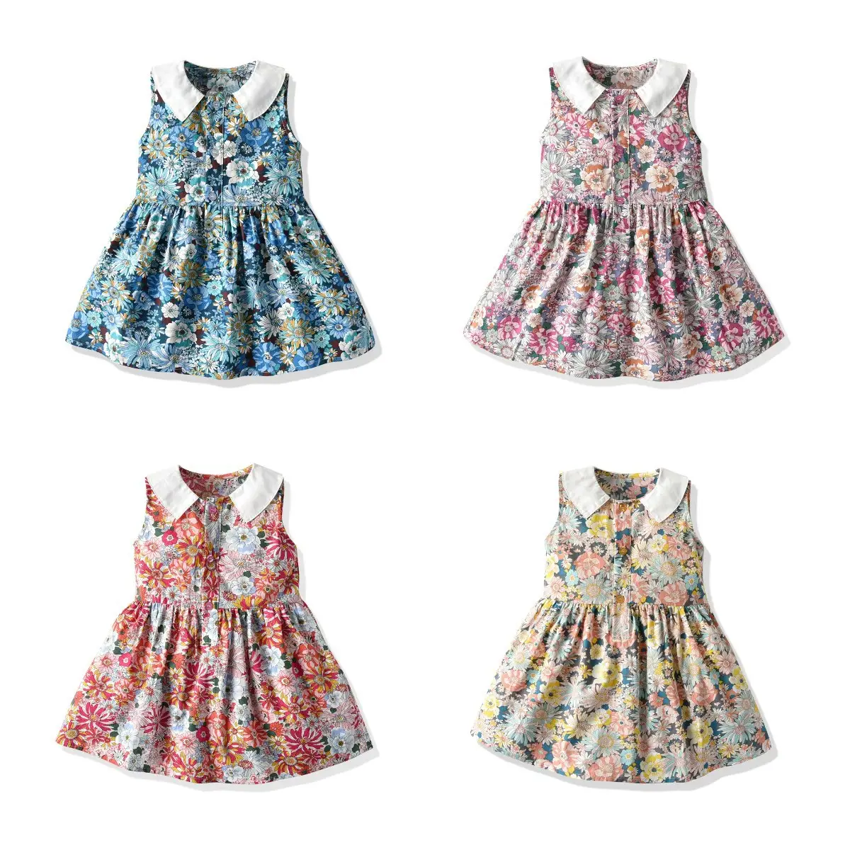 Lapel floral skirt girl dress