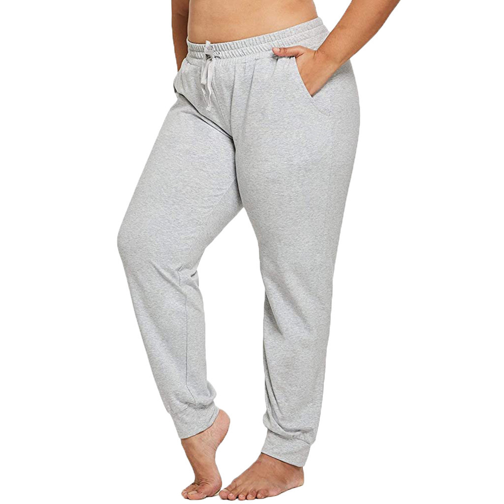 Large size solid color pocket strap pants