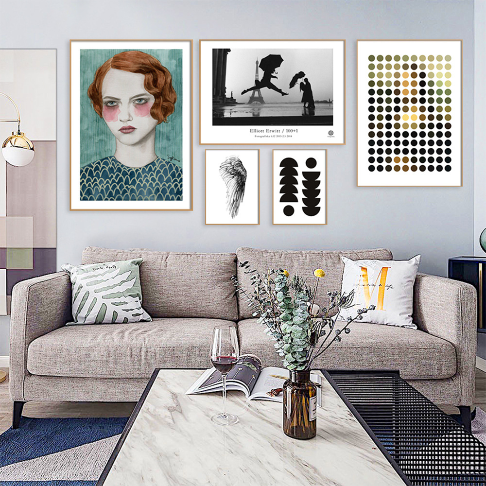 Decorative painting behind the sofa