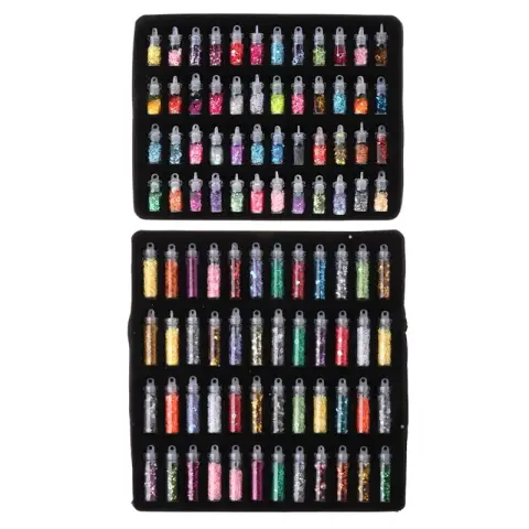 DIY 48 Color Glass Bottle Glitter Sequin Manicure Jewelry