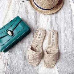 Bohemian flat slippers female espadrilles - Khaki - View 1