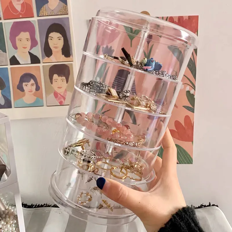 Multilayer Rotatable Plastic Jewelry Storage Box