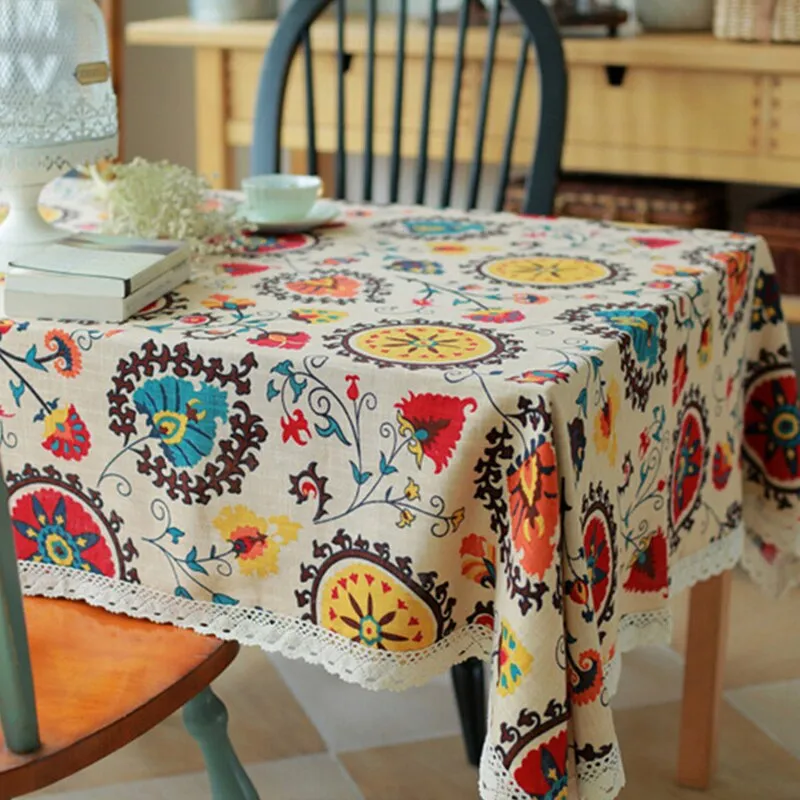 Sunflower cotton and linen table cloth - Sun Flower