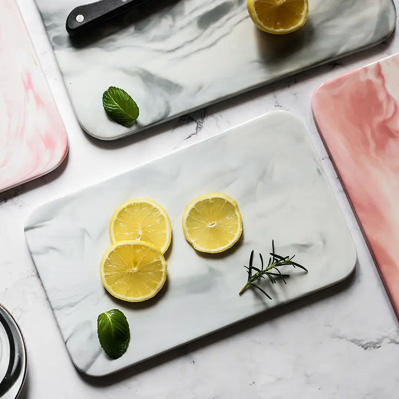 Nordic Simple Marbled Ceramic Tray