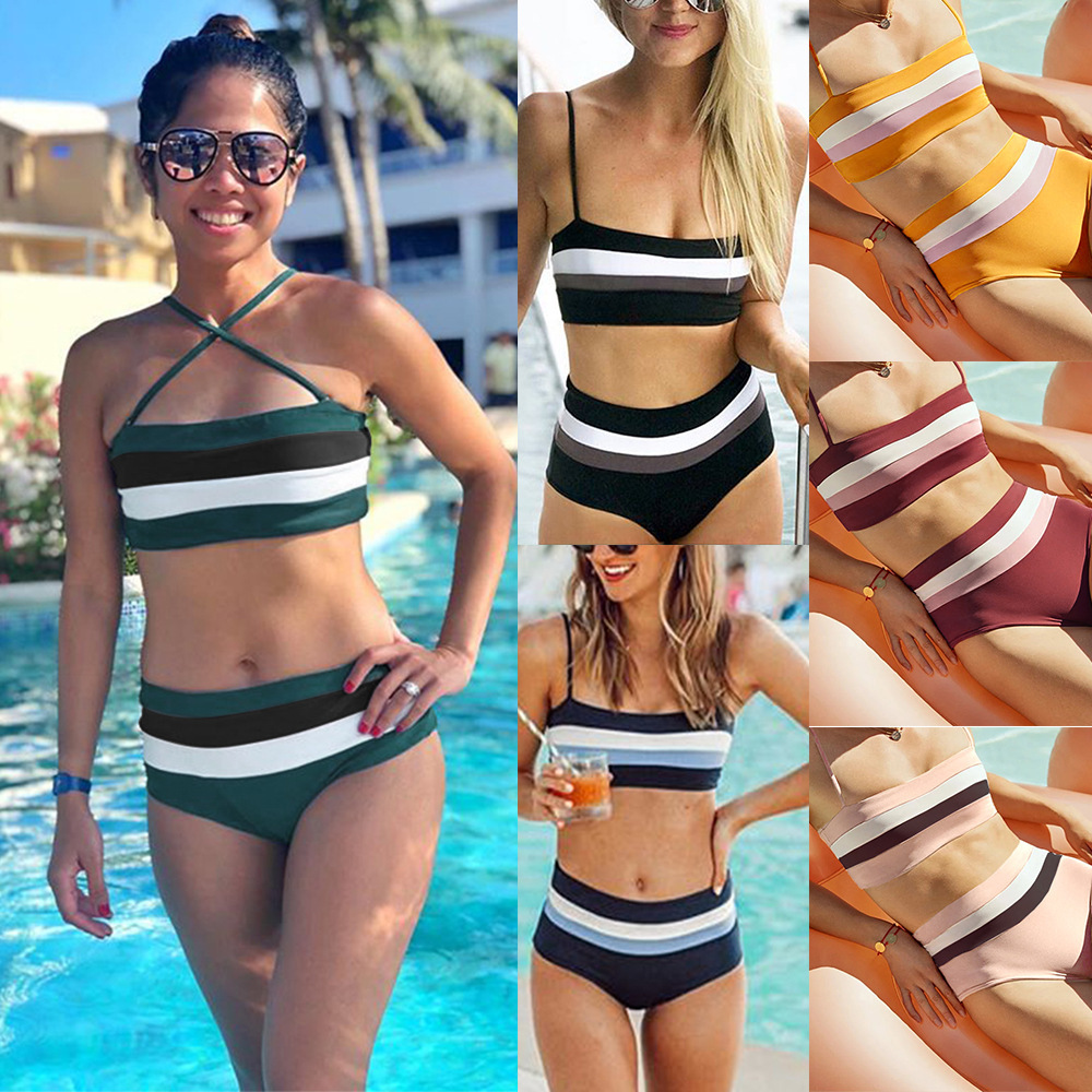 Title 2, Striped print sexy swimsuit