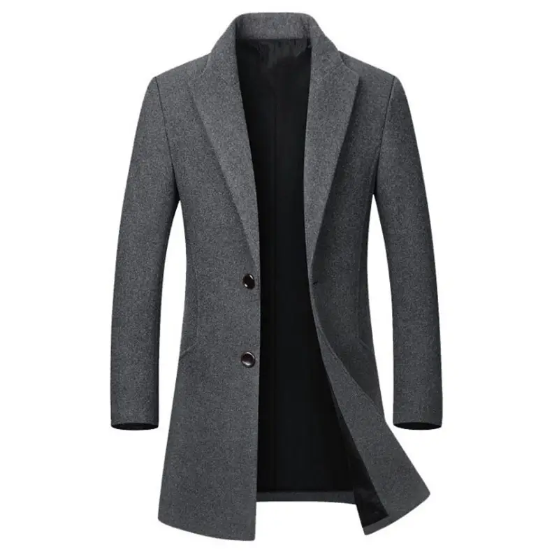 Men's Long Coat Woolen Trench