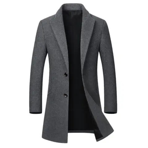 Men's Long Coat Woolen Trench