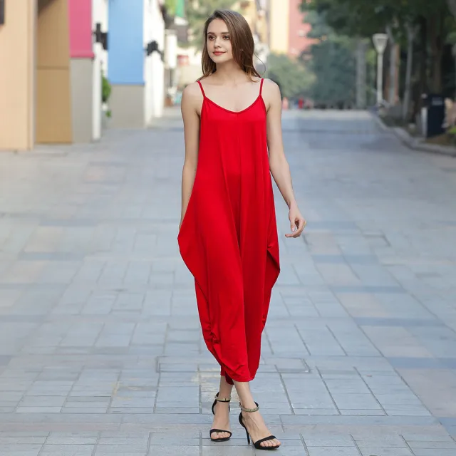 Low cut sexy suspender jumpsuit Red - Shop at LoveMi